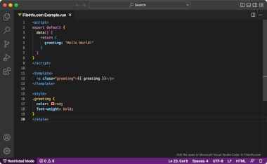 Screenshot of a .vue file in Microsoft Visual Studio Code